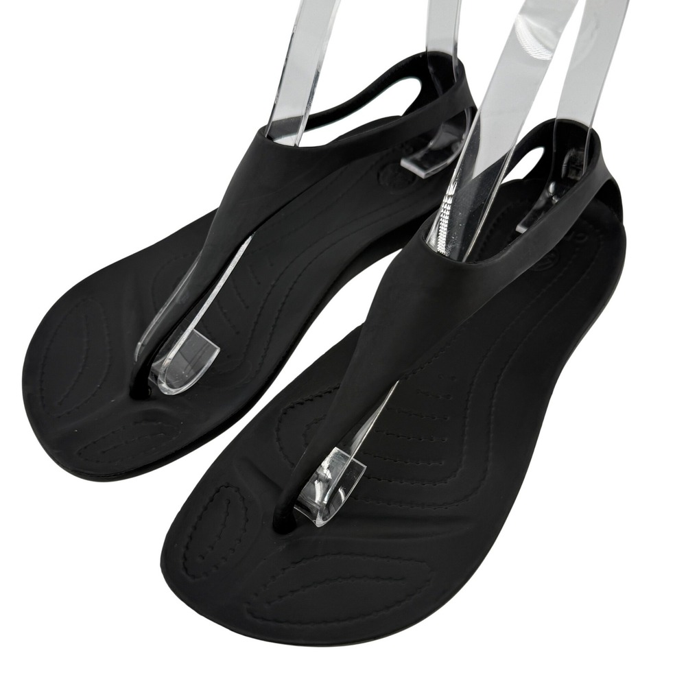 Crocs Sexi Flip Sandal Slip On Black Women 6 Slingback Thong Casual Barefoot